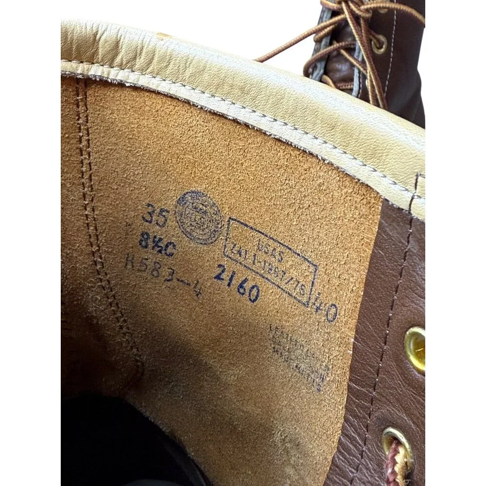 Vintage HY-TEST Mens Moc Toe Brown Leather Work Boots 8.5C